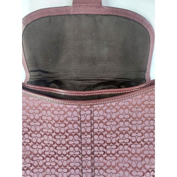 Coach Soho Signature Canvas Suede Shoulder Bag Burgundy Wine Western Country - Picture 5 of 16